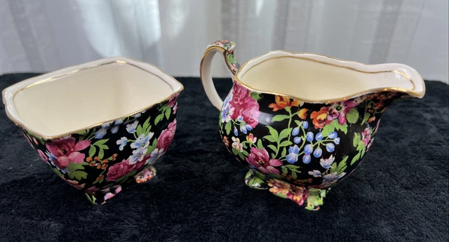 Vintage Antique Royal Winton Chesea Creamer and Sugar Floral Design, England