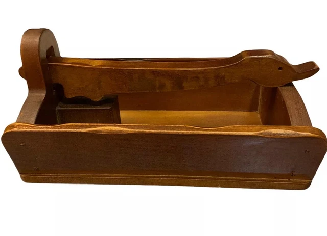 Vintage APCO Duck Mallard Goose Nut Cracker Box Solid Wood Made In Japan