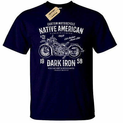 Dark Iron Custom Motorcycle T-Shirt Mens biker motorbike native american