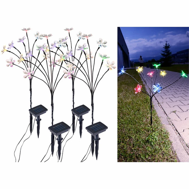 Lunartec Solar-Lichterstrauch – 8 Farbige LED-Blüten, 50 Cm Hoch, Mit Erdspieß, Für Garten & Balkon, IP44