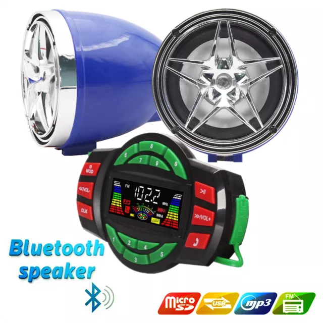 Waterproof Bluetooth Motorcycle Audio Radio Sound System Stereo Speakers MP3 USB