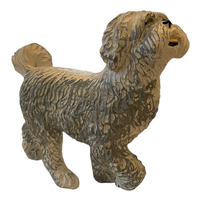 Vintage Sandstone Painted Shih Tzu Decorative Dog Gray Figurine HTF RARE Unique