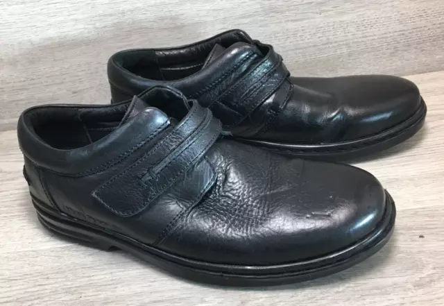 Hush Puppies larry Hanston Black leather Hook & Loop Fastener Shoes UK 7 EU 41 2