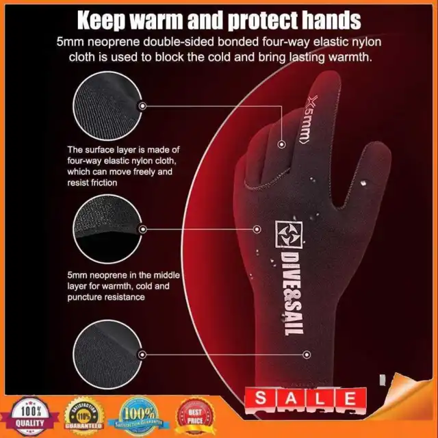 DIVE&SAIL 5MM Neoprene Swimming Gloves Winter Keep Warm Men Women Wetsuit Gloves