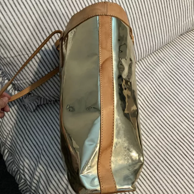 CONSUELA TOTE HANDBAG Everyday Metallic Gold Bag Leather Trim $73.89 ...