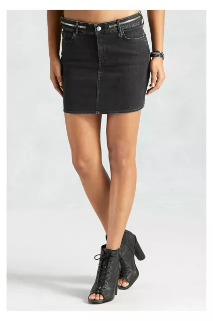 True Religion Women's Joan Smalls Zip Waist Denim Mini Skirt in Hellcat