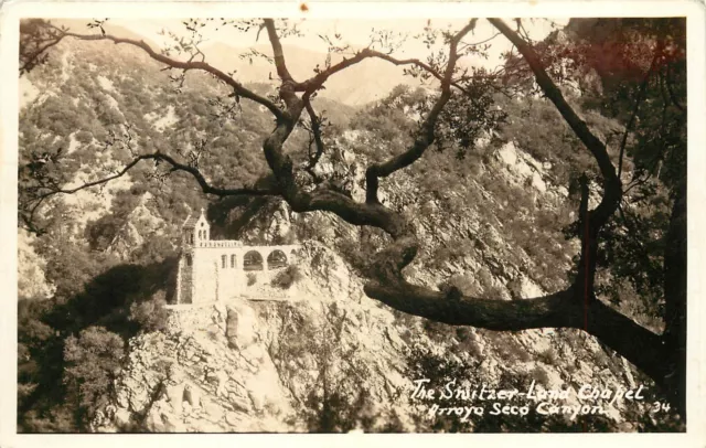 RPPC 34. Switzer-Land Chapel, Arroyo Seco Canyon San Gabriel Mountains CA