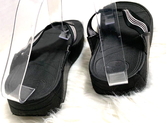 Fitflop Womens Sz 8 Black Flip Flop Sandals Slip On Thongs Wedge 3