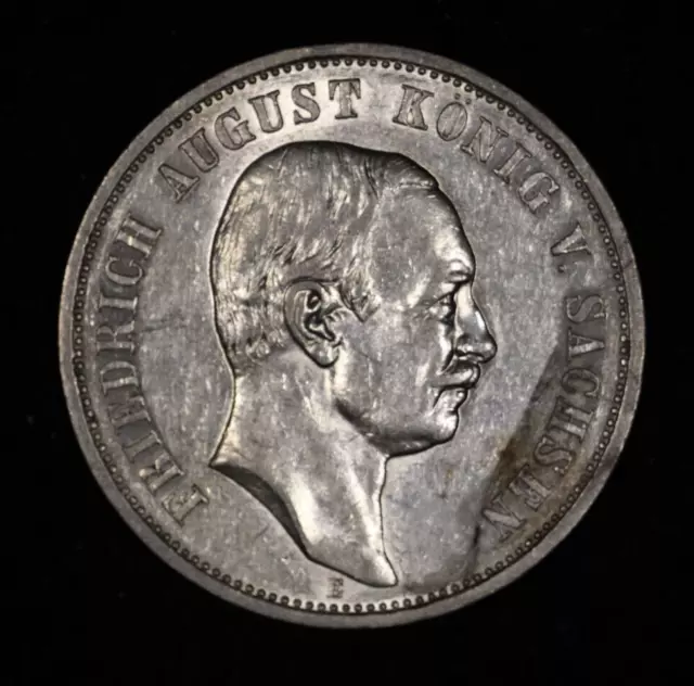 1909 Saxony German States Silver 3 Mark