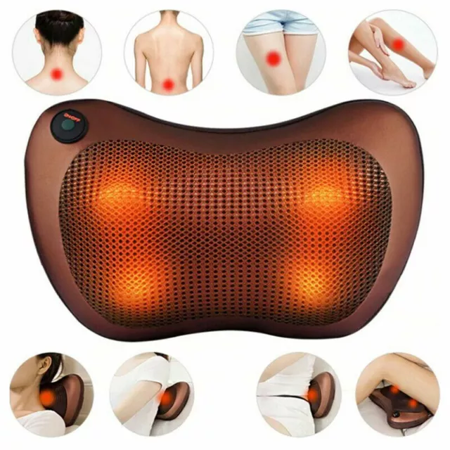 8 Kneading Head Neck Shoulder Back Massage Pillow Cushion Shiatsu Electric Heat