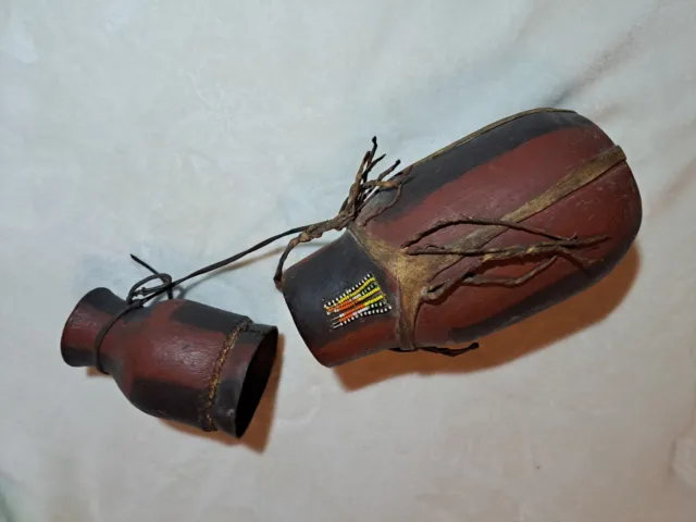 Original African Turkana Leather & Wood Bound Milk Jug n Cup