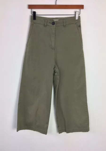 Joules Cropped Culottes Womens Size 6 Khaki Wide Leg Trousers High Waisted Pants