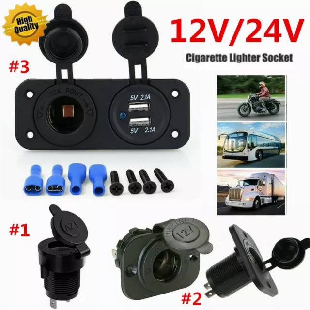 12V Car Cigarette Lighter Socket Dual USB Port 2.1A Charger Power Adapter Outlet