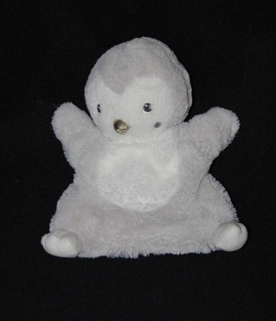 Peluche doudou marionnette pingouin SIMBA TOYS blanc gris bec doré TTBE