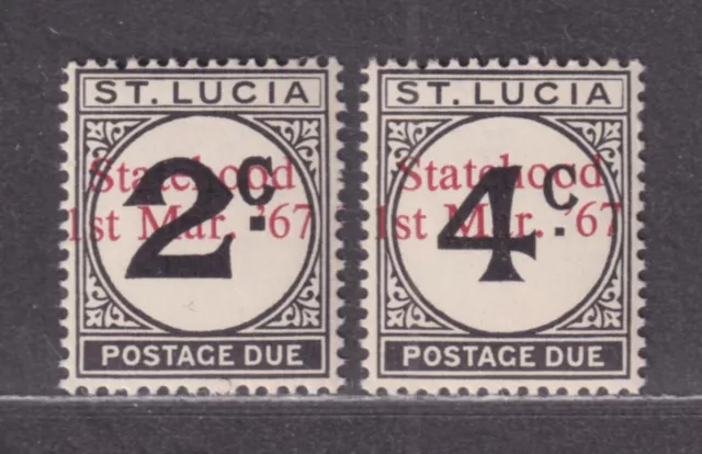 St Lucia Scott J11-J12 MNH 1967 2c/4c Postage Dues w/ Statehood Overprints