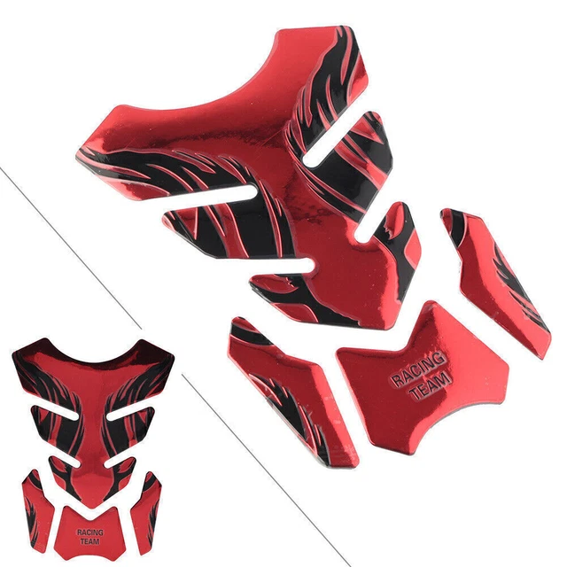 Motorcycle Tank Pad Gel Oil Gas Fuel Tank Protector Fishbone Decal Sticker Red