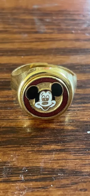 Circa 1950s Mickey Mouse Walt Disney metal and enamel ring