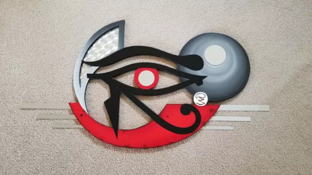 Unique EYE Wall Sculpture, The Eye of Horus, wood with Metal  Egyptian Wall art 2