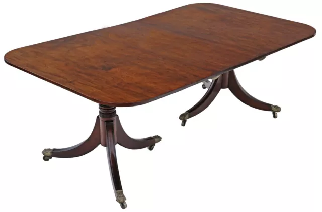 Antique large ~6'7" mahogany extending dining table double pedestal 19th Century