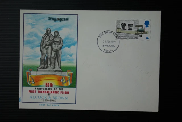 FDC 1969  50th Anniversary of 1st First Transatlantic Flight Alcock & Brown