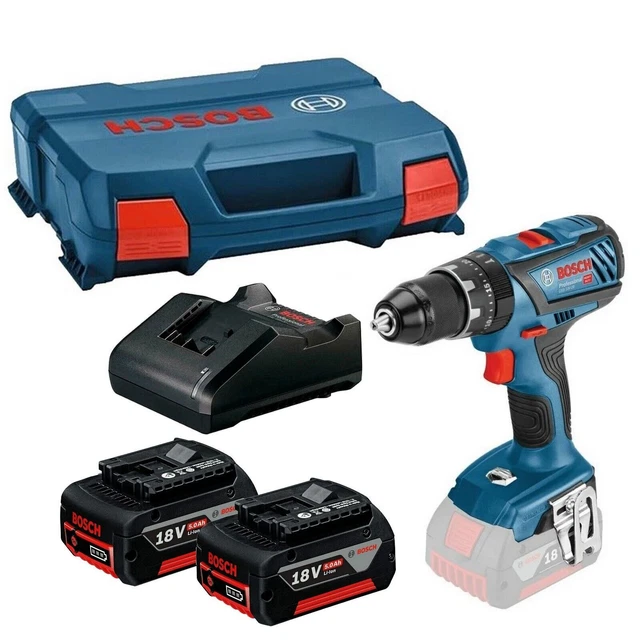 BOSCH PROFESSIONAL 18V Cordless Combi Drill GSB, 2 x 5.0Ah Batteries in ...