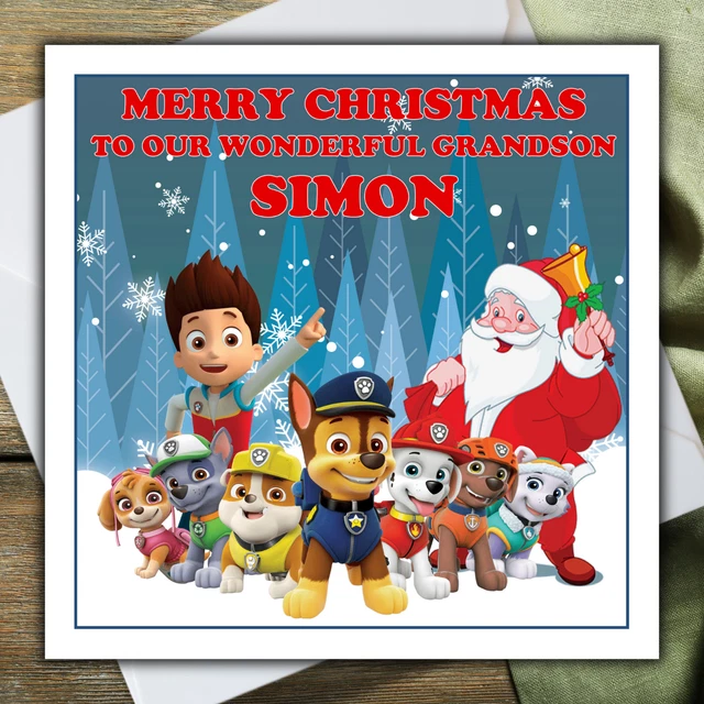 PAW PATROL CHRISTMAS card - personalised with any RELATIONSHIP and NAME ...