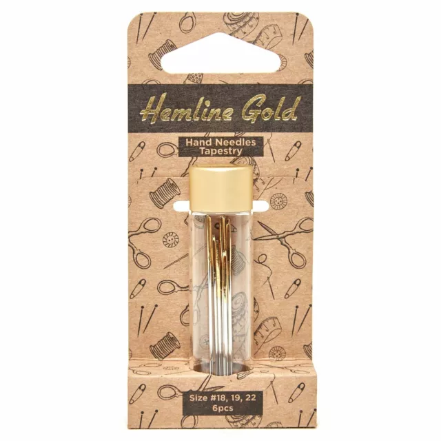 Agujas de coser a mano Hemline doradas - tallas 18-22