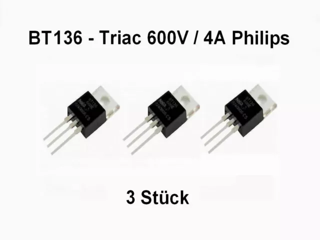 BT136-600E BT136-600 BT136 Philips Triacs Thyristor TO-220 / 3 Stück Neu