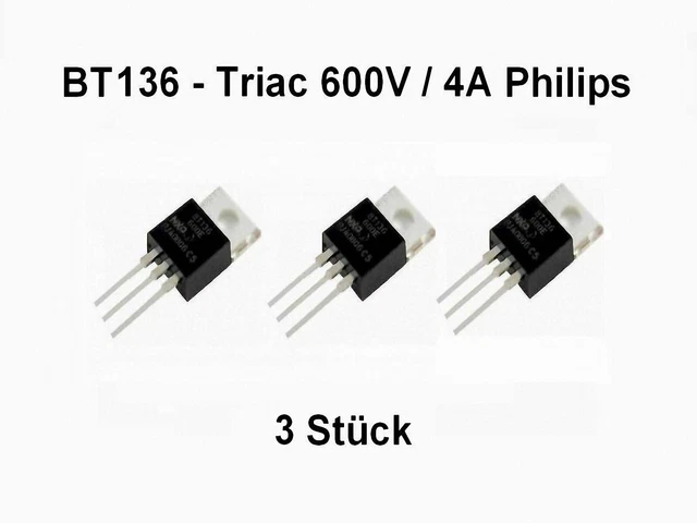 BT136-600E BT136-600 BT136 Philips Triacs Thyristor TO-220 / 3 Stück Neu