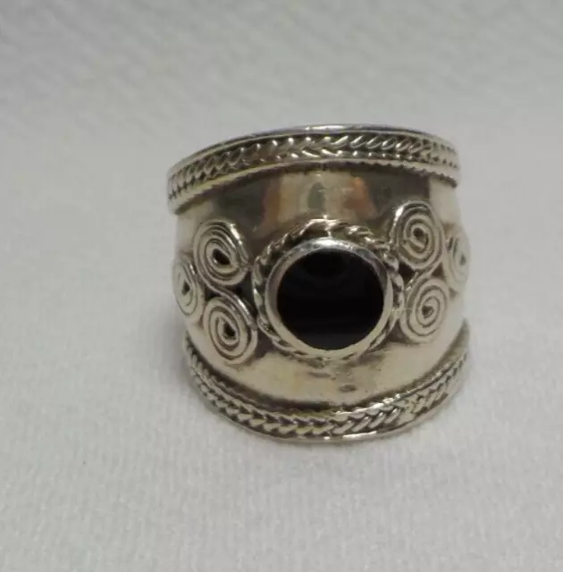 Vintage Sterlingsilber Onyx Zigarrenbandring