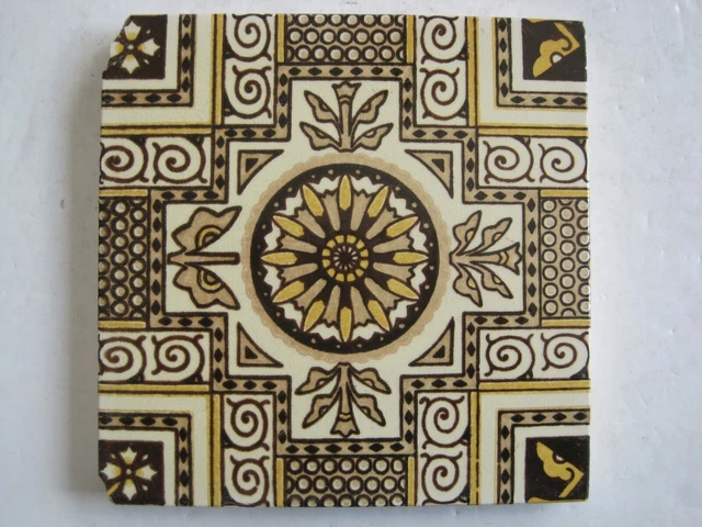 Antique Victorian 6" Minton Hollins Christopher Dresser Tile - C1875 -1910