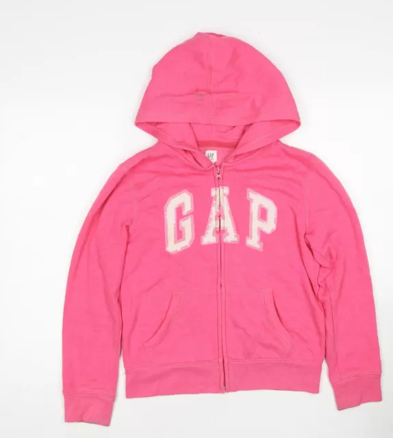 Sudadera con capucha Gap Girls rosa algodón con cremallera completa talla 10 años con cremallera