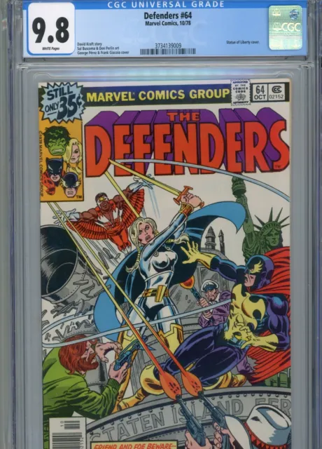 Defenders #64 Mt 9.8 Cgc White Pages Perez Cover Buscema Art Statue Of Liberty C