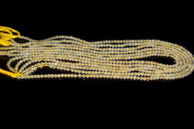 2-3MM Belle Golden Rutile Dimond Cut Round Gemstone Jewelry Making Beads 12" 2