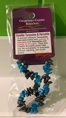 Turquoise Howlite and Hematite Crystal chip bracelet combo | Brand New in packet