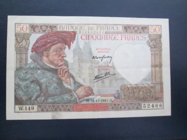 France Billet 50 Francs Jacques Coeur 18/12/1941