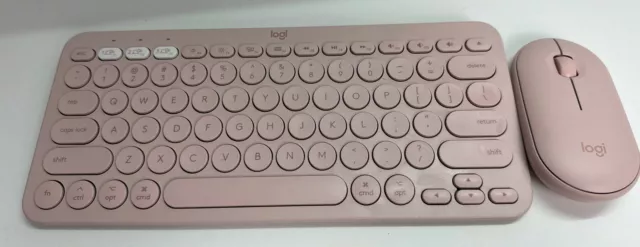 Logitech K380 + Pebble M350 Wireless Keyboard and Mouse Combo Pink Rose Slim