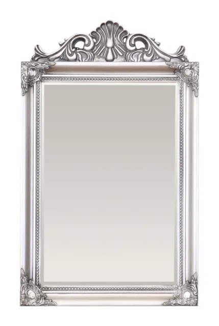 Select Mirrors Chloe Wall Mirror - French Crest - 37x60cm - Antique Silver