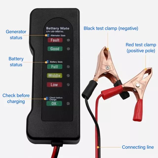 Car Battery Tester Automotive 12V Digital Testing Tool Voltage Analyzer Checker 3