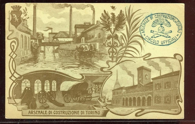 Cartolina Arsenale Di Costruzione Torino Ciricolo Ufficiali