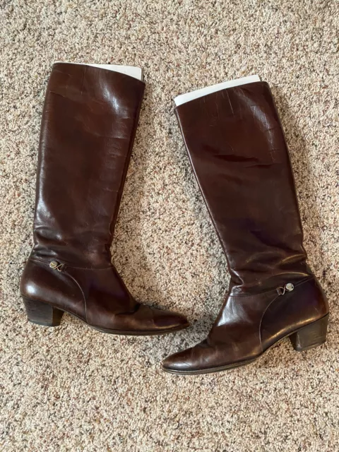 Salvatore Ferragamo Women’s Brown Leather Knee High Boots Size 10