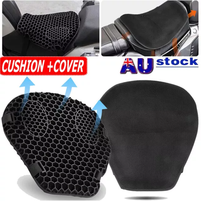 Motorcycle Comfort Gel Seat Cushion Pillow Pad Cover Pressure Relief  Universal