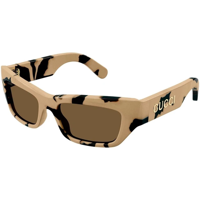 New Authentic GUCCI GG1296S 003 Black Big Spotted Havana/Solid Nicotine 55-18...