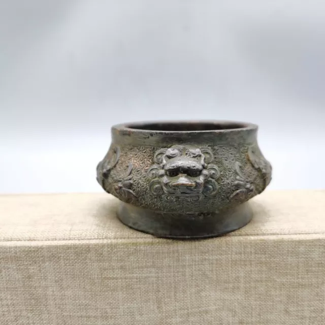 Antique bronze collection Lion head incense burner.