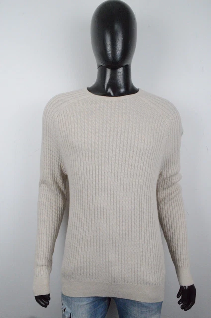 Maglione Bottega del Sarto Taglia XL Uomo Cotone Motivo a treccia Made in Italy