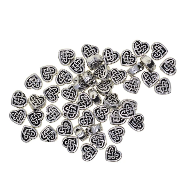 50 Stück tibetische Silberlegierung Herzform Spacer Perlen Charms DIY Schmuck