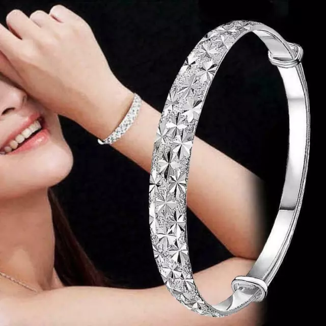 Elegant 925 Silver Dreamcatcher Bracelet Cuff Bangle Women Wedding Jewelry Gift