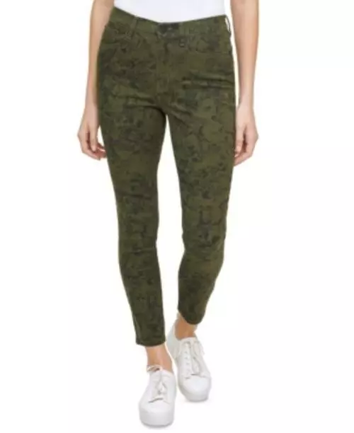 MSRP $80 Calvin Klein Jeans Python-Print High-Rise Skinny Jeans Green Size 30