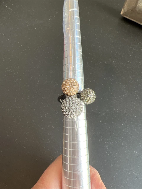 Stella & Dot gunmetal tri color disco ball ring