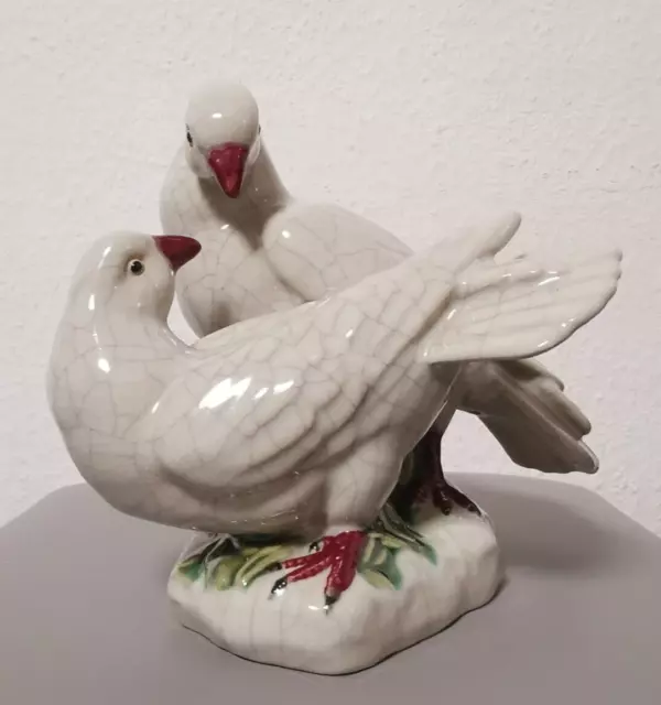 Antike Keramik Taube Figur Vogelpaar Tauben Paar Skulptur